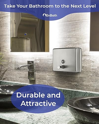 Miniatura 3 de Dispensador de jabón comercial para montaje en pared, extra grande de 46 onzas, de grado industrial, dispensador de jabón de manos de acero