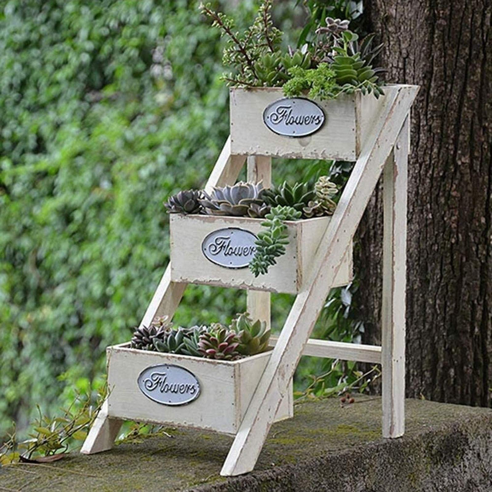 Amazon | 植木鉢 園芸ラック レトロ盆栽棚 プランタースタンド 手作り 