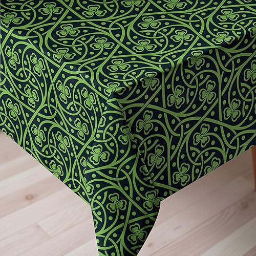 Miniatura 3 de Ambesonne Mantel irlandés, patrón nacional de follaje intrincado con diseño de trébol intrincado y puntos, abstracción botánica, para comedor y