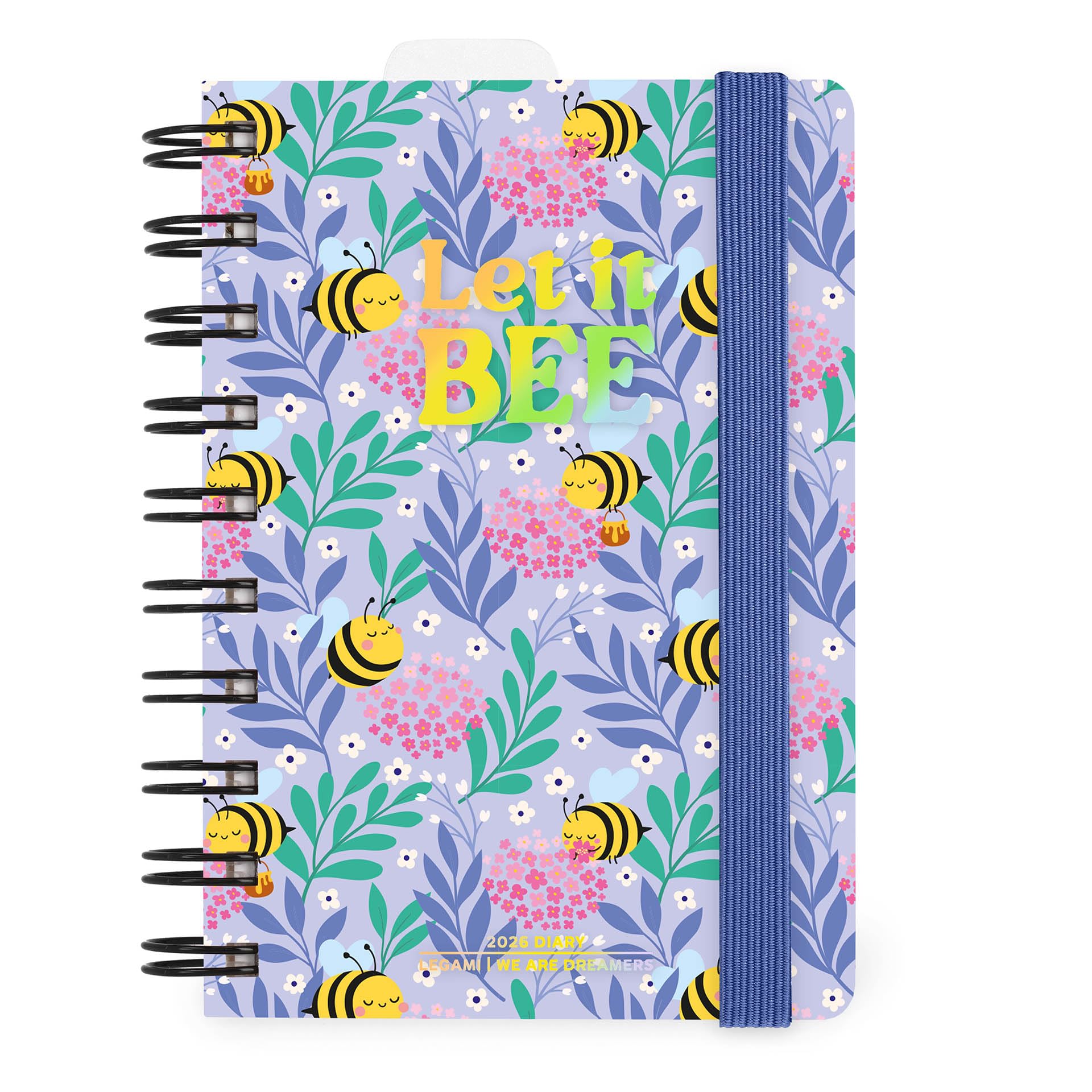 Legami - Spiral Daily Diary Small 2026, Bee 12 Months, Elastic Closure, Diary from January 2026 to December 2026, in FSC Certified Paper, 8.5 x 13 cm