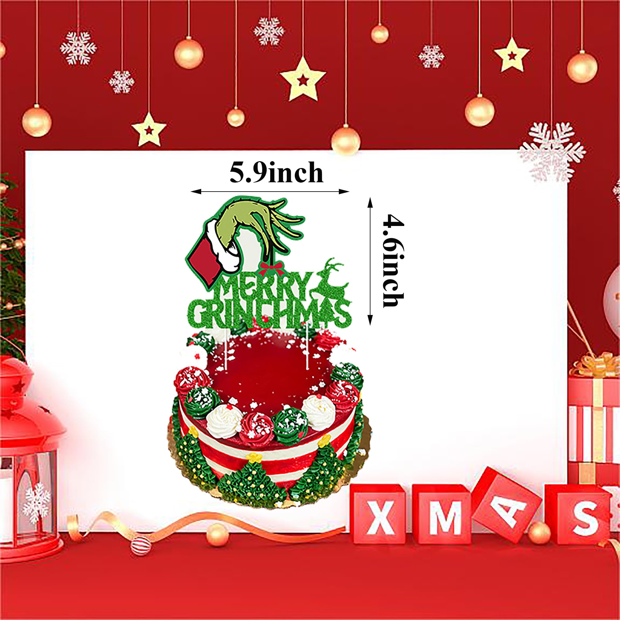 Set di 33 palloncini natalizi decorativi, decorazioni per feste a tema natalizio, palloncini rossi verdi Grinch, striscioni natalizi, kit di posizionamento biglietti