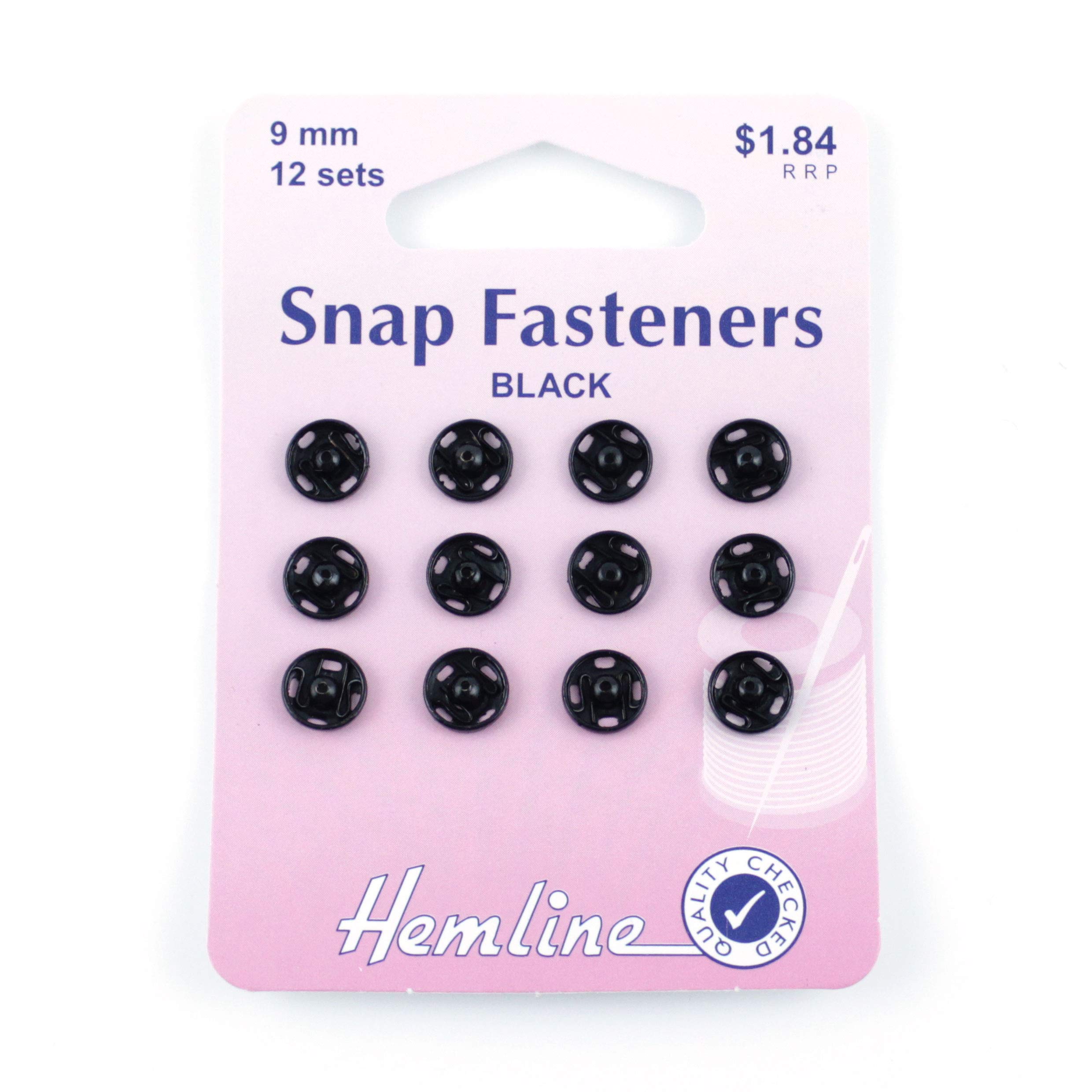 Hemline Black Sew On Metal Snap Fasteners