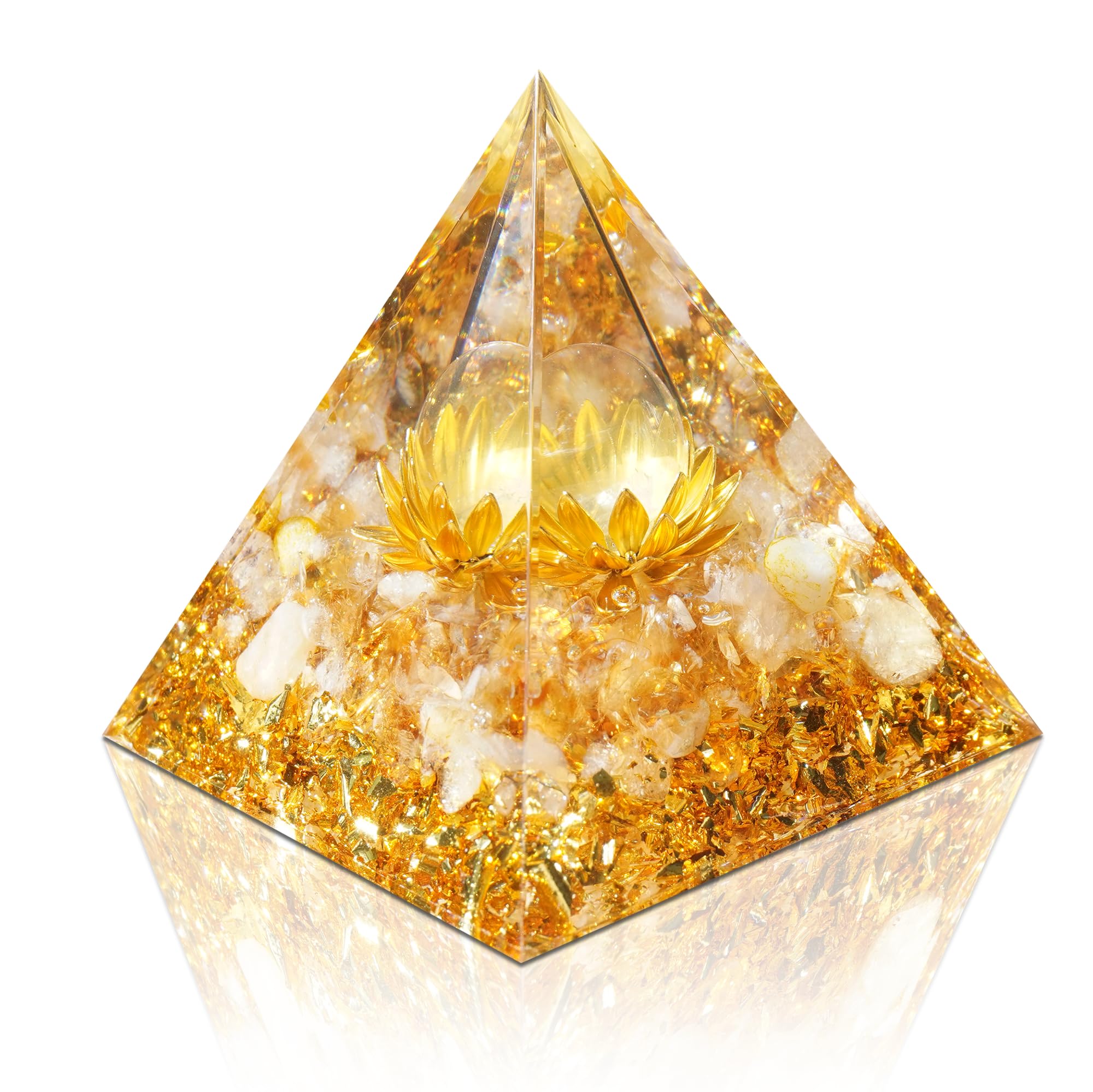 Orgone Pyramid Flower of Life Orgonite Pyramids,Healing Crystals and Healing Stones,Clear Quartz Crystal for Reduce Stress Chakra Reiki Healing Meditation Attracts Wealth,Lucky,Prosperity,and Success