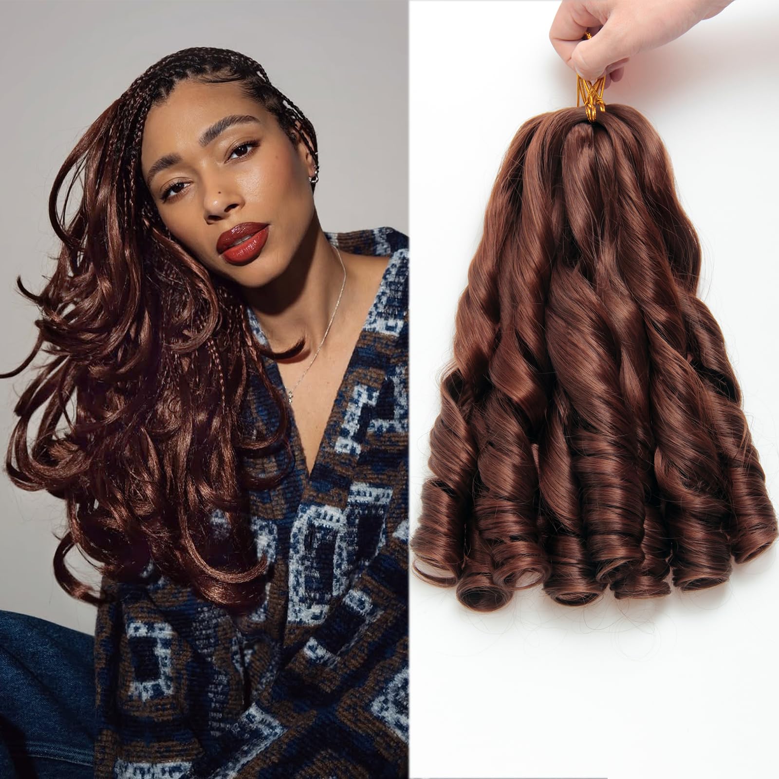French Curl Braiding Hair 12 Inch Loose Wavy Braiding Hair for Braids Curly Hair Extensions Synthetic Honey Brown French Curly Braids for Black Women