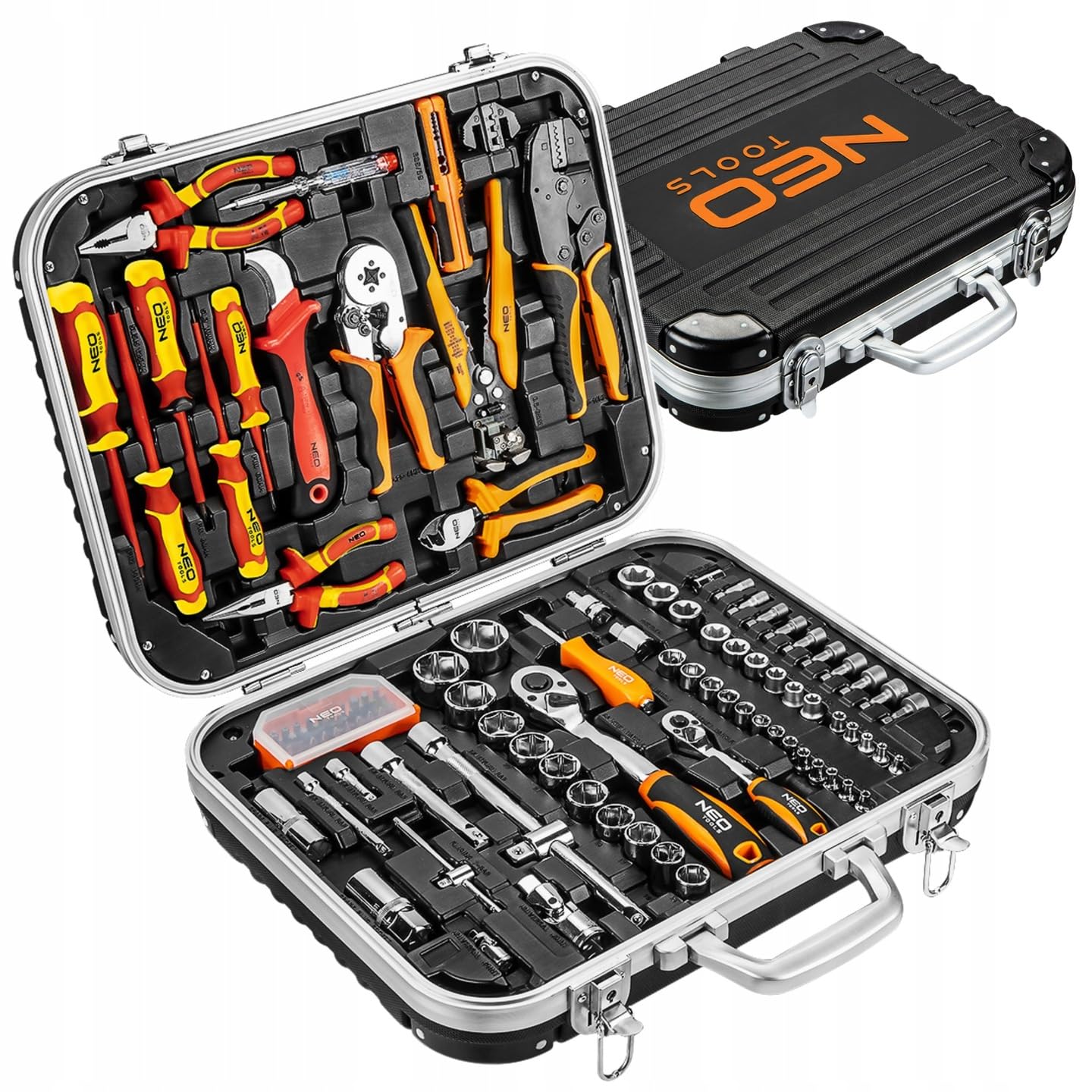 NEO TOOLS Juego de destornilladores aislados VDE de 108 piezas | Incluye ranura comprobador de tensión y PH y PZ, juego de herramientas para electricista, certificado de 1000 V, en maletín
