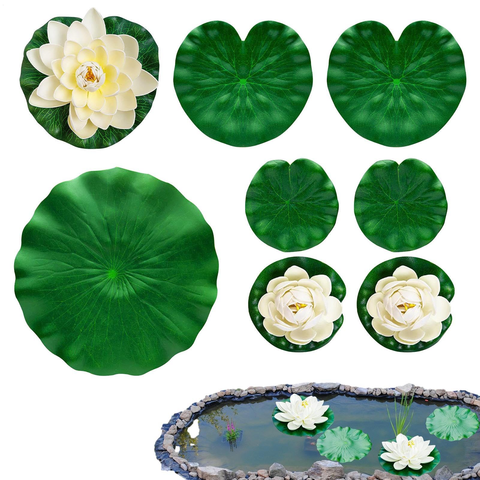 Cuscinetti galleggianti per ninfee, realistici, piante galleggianti per laghetti, decorazioni per piscina, cortile, lago, centrotavola, valle meditazione, cascata, feste, matrimoni, casa