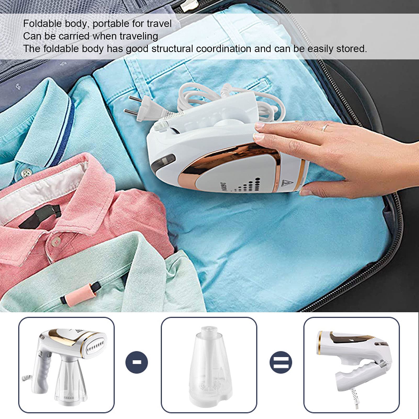 Luocute Défroisseur Portatif avec Réservoir D'eau de 1 600 W et 250 Ml