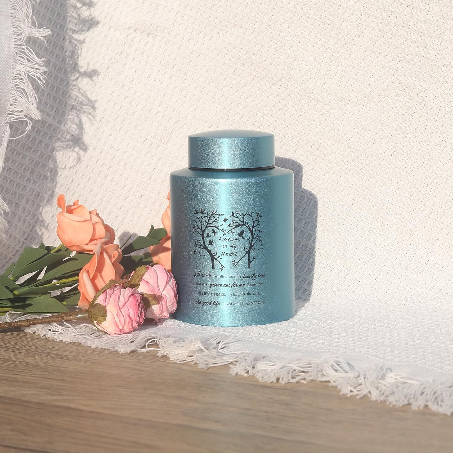 6 Inches Small Urn for Human Ashes Stainless Purple Mini Cremation Urn Small Keepsake Urn Memorial Ashes Container-Blue - Image 5