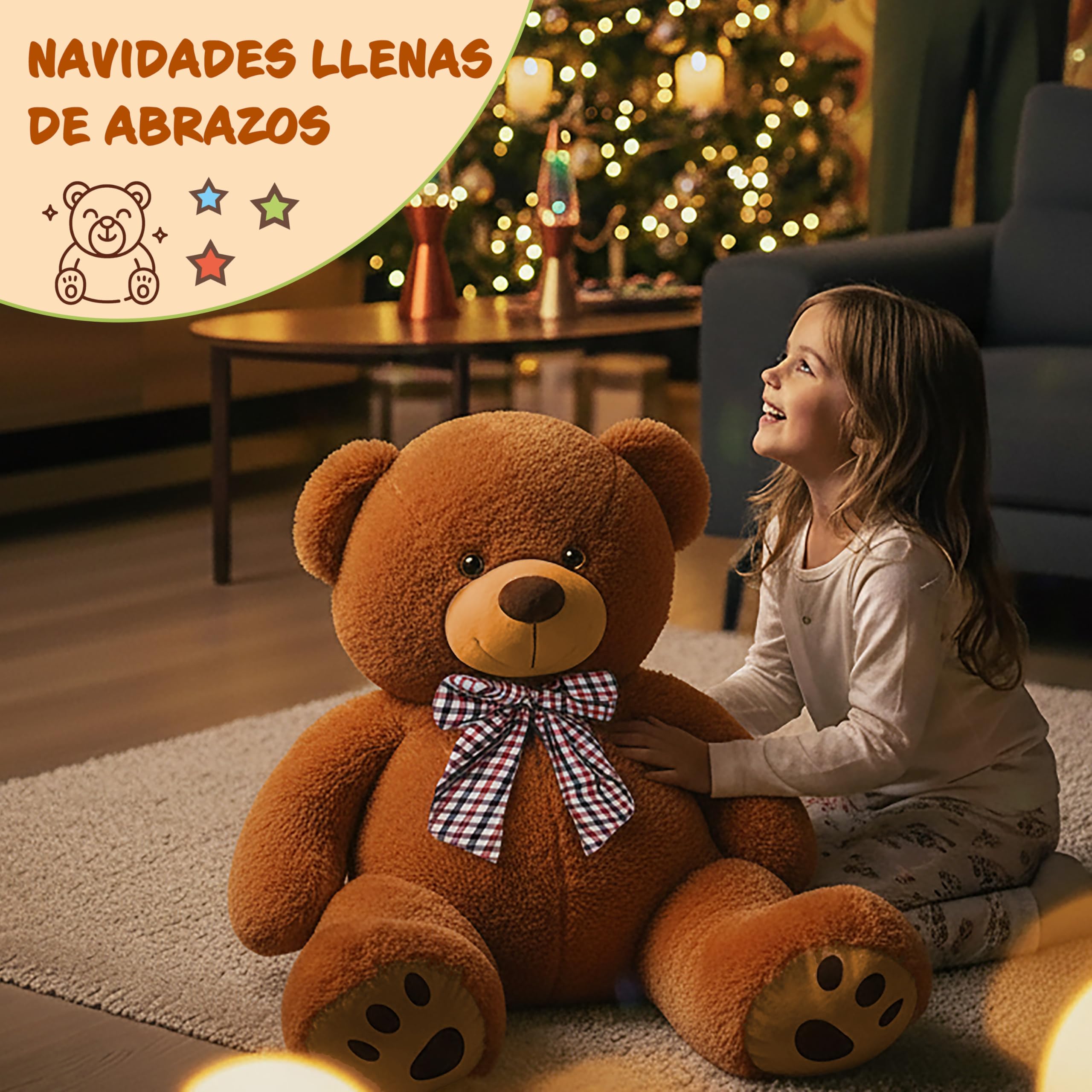 Monzana® Oso de Peluche Grande con Lazo 150cm Osito Teddy Bear Marrón Juguete Niños Regalo Enamorados