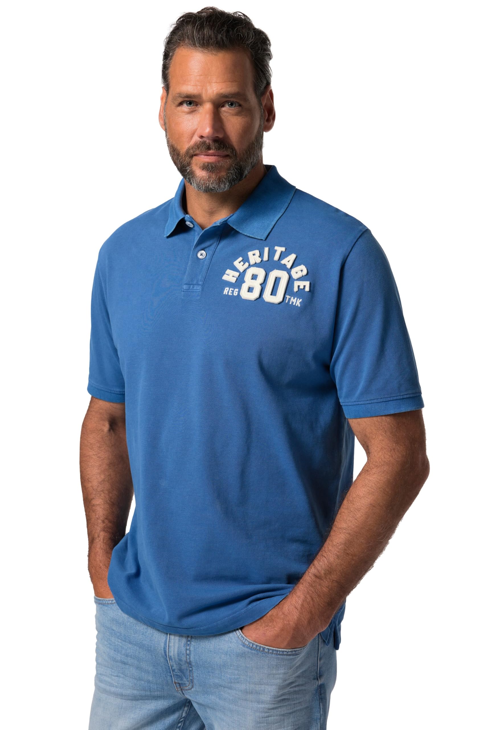 JP 1880 Herren große Größen Übergrößen Menswear L-8XL Poloshirt, Halbarm, Piqué, florales Muster, Vintage Look 834879