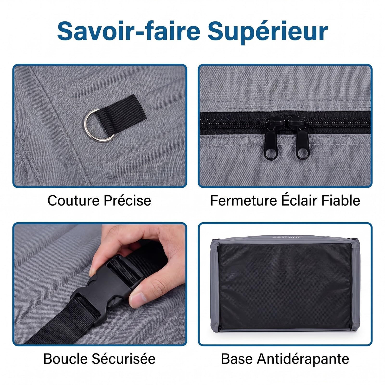 SOARS Coffre de Toit Voiture Pliable, Porte-Bagage Imperméable en PE Mousse 400 L, Coffre de Toit Souple avec 4 Sangles, Sac de Transport, pour Camionnettes, SUV, Camping-Car, 115 X 60 X 35 CM (Gris)