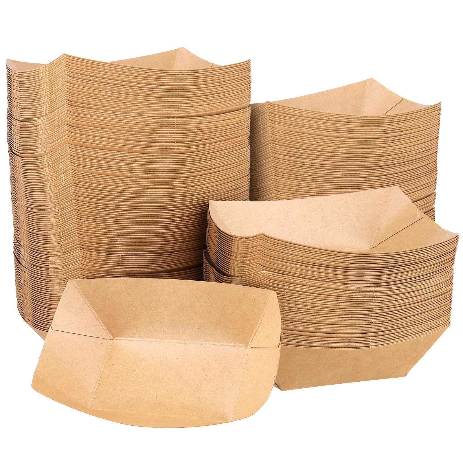 Lot de 300 bols à frites jetables en carton kraft - Bols jetables pour amuse-bouches, frites, salades - Dimensions 12.6x7.5x3.6 cm - Marron