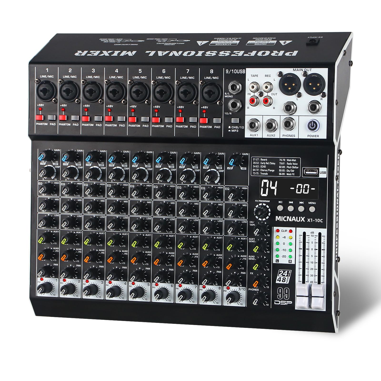 Amazon.com: MICNAUX Audio Mixer 10 Channel Professional Sound