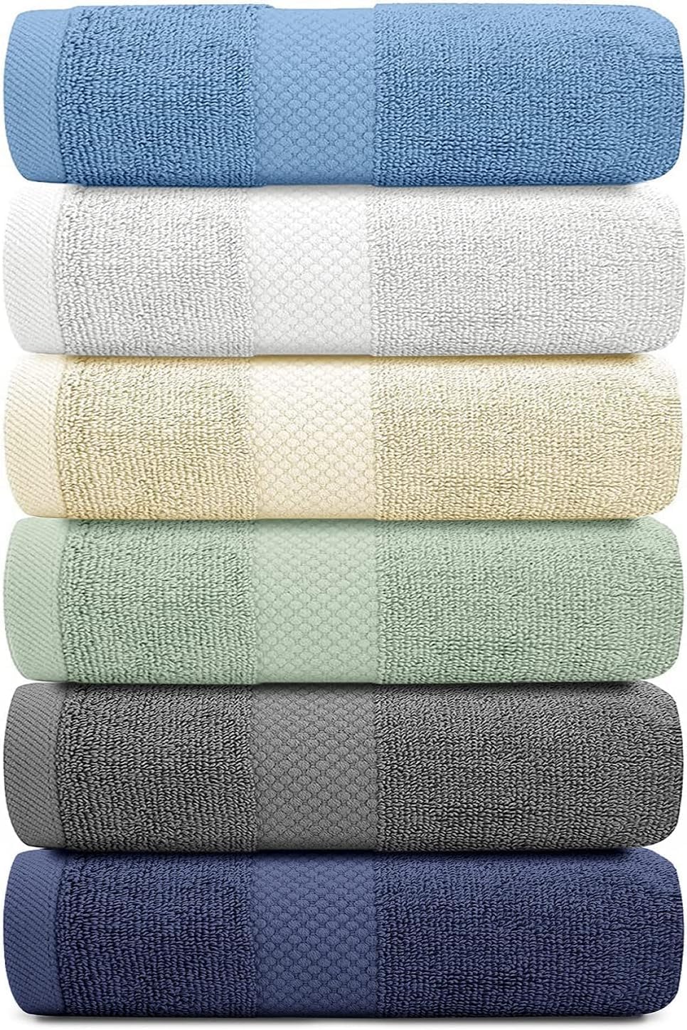 White Classic Luxury Multicolor Hand Towels - Soft 100% Turkish Cotton | Highly Absorbent Hotel spa Bathroom Towel Collection | 16x30 Inch | Set of 6