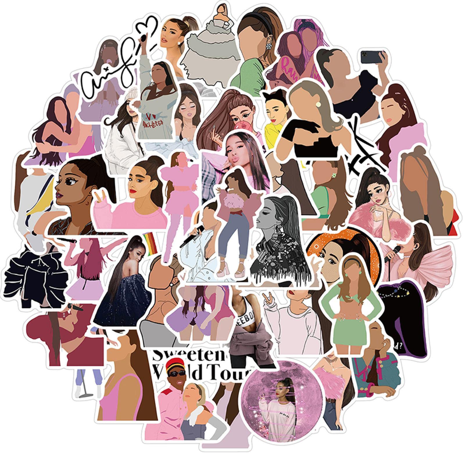 Ariana Grande Singer – Autocollants Personnalisés En Vinyle Pour Fille, étiquettes Imperméables, Pour Fans, Pour Bouteille D'ordinateur Portable, 52 Pièces