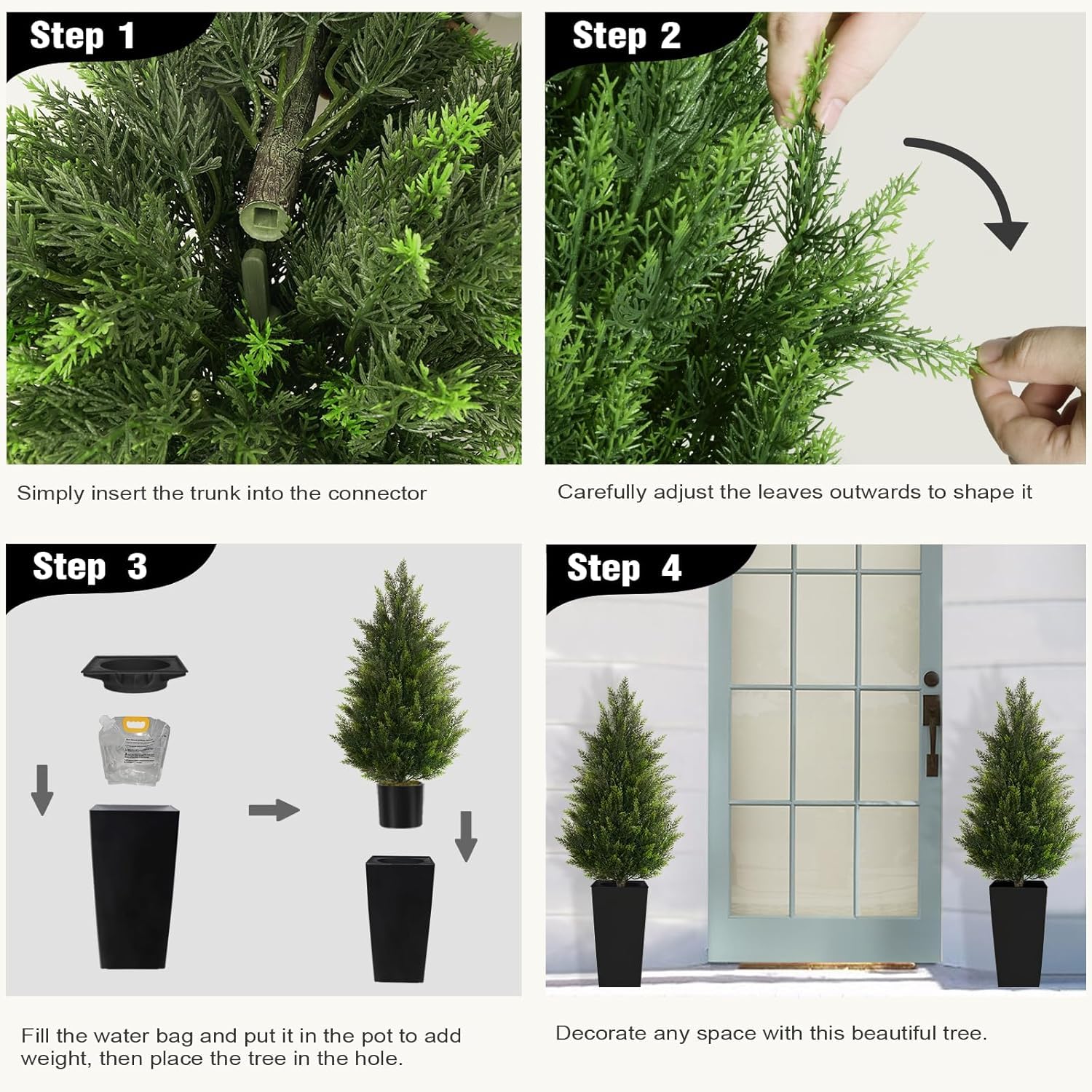 Plante Artificielle Exterieur 2 Pack Arbre Topiaire Cèdre Cyprès Artificiel en Pot Décoration Jardin