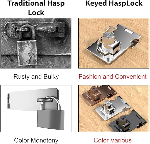 Miniatura 4 de Cerraduras de cerrojo con llave, 2.5 pulgadas, cerrojo de bloqueo con llave con perilla giratoria, cerraduras de gabinete, cerraduras de gabinete