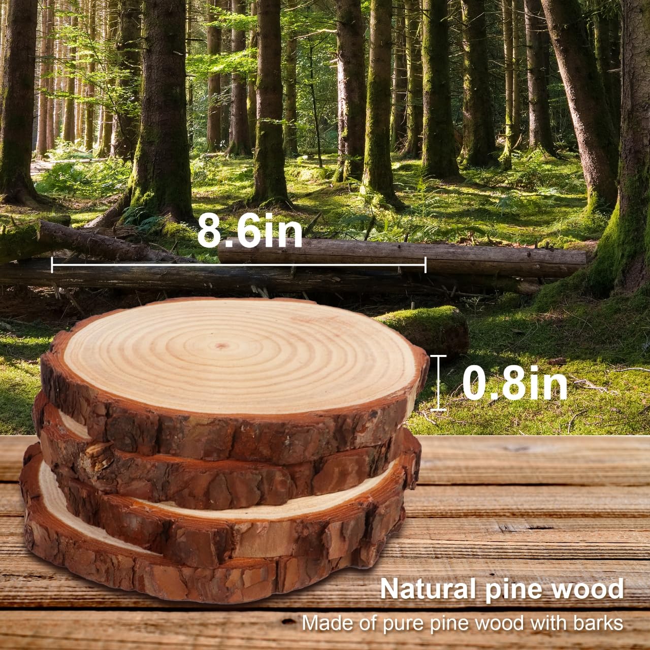 Rebanadas de madera natural sin terminar para centros de mesa y manualidades, discos de madera rústica, madera para manualidades, perfecto para proyectos de bricolaje, decoración de mesa