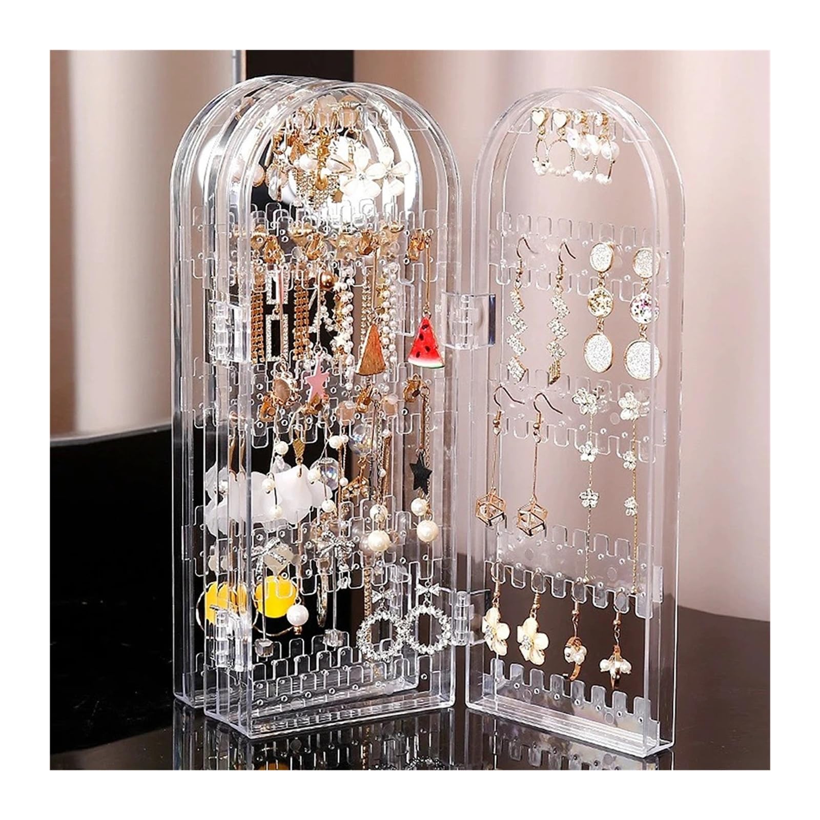Présentoir à bijoux en acrylique à 240 trous for vente au détail/boutique | Présentoir à bijoux transparent avec 240 trous for le stockage des petites entreprises.(7043-Transparency)