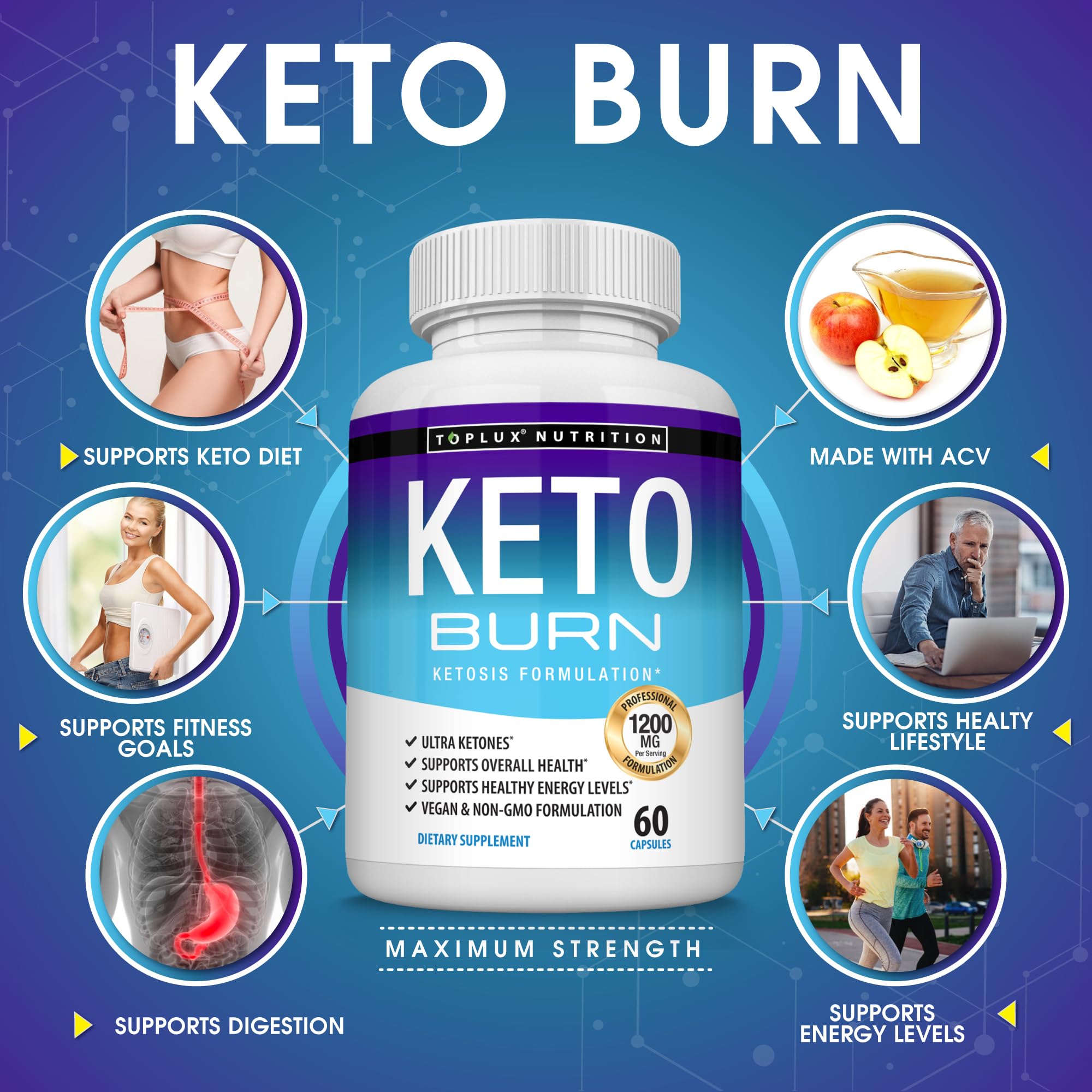 Toplux Keto Burn Pills 1200mg with Apple Cider Vinegar for GLP-1 Support — Amazon image 2