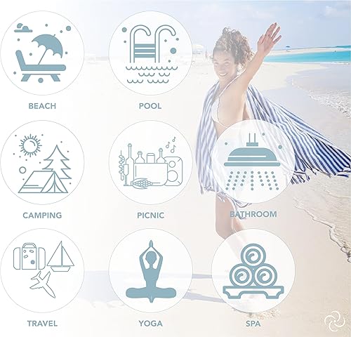 Miniatura 7 de Cottosophy Toalla de playa de algodón, sin arena, de secado rápido, grande de 71 x 39.4 pulgadas, toalla turca, toalla de piscina, toalla de baño,