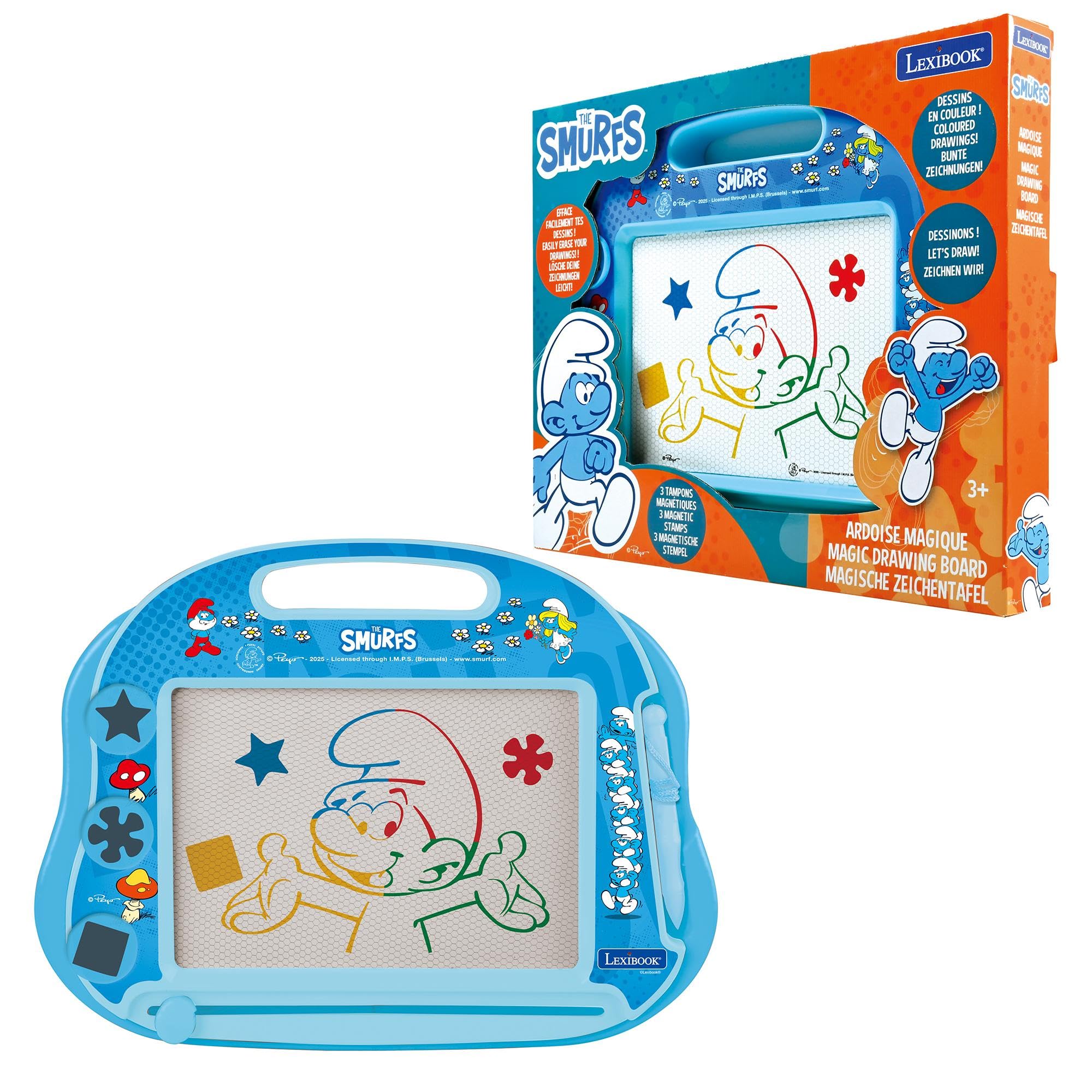 LEXIBOOK, The Smurfs, A5 Magic Slate with Magnetic Accessories, Blue, CRSF550LXB