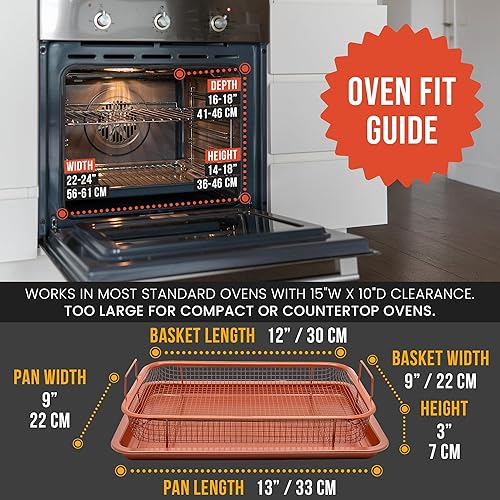 Miniatura 3 de Chef Pomodoro Cesta para freidora de aire para horno de 12.8 x 12.4 pulgadas, juego de 2 sartenes para freidora de aire para horno tostador con