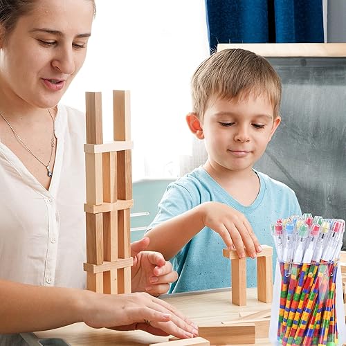 Miniatura 7 de Kolewo4ever 48 lápices de bloques de construcción HB  Plástico translúcido multicolor sin afilar para exámenes, escuela, oficina, bocetos y