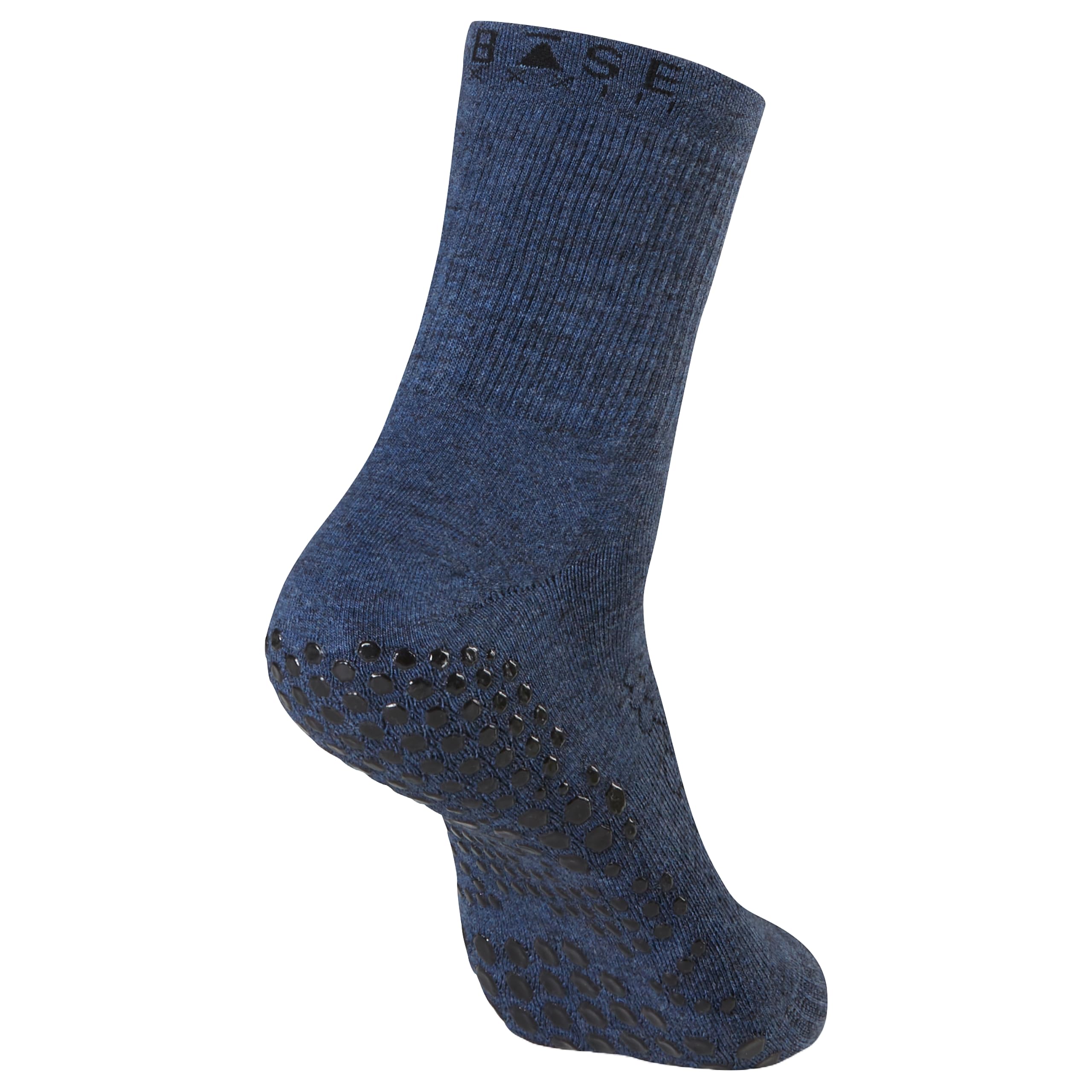 Base Xxxiii Unisex Dark Blue Base 33 Crew Grip Socks - Pilates Socks With Non-Slip Grips And Arch Support, Wear For Yoga, Barre, Martial Arts, Navy, Small