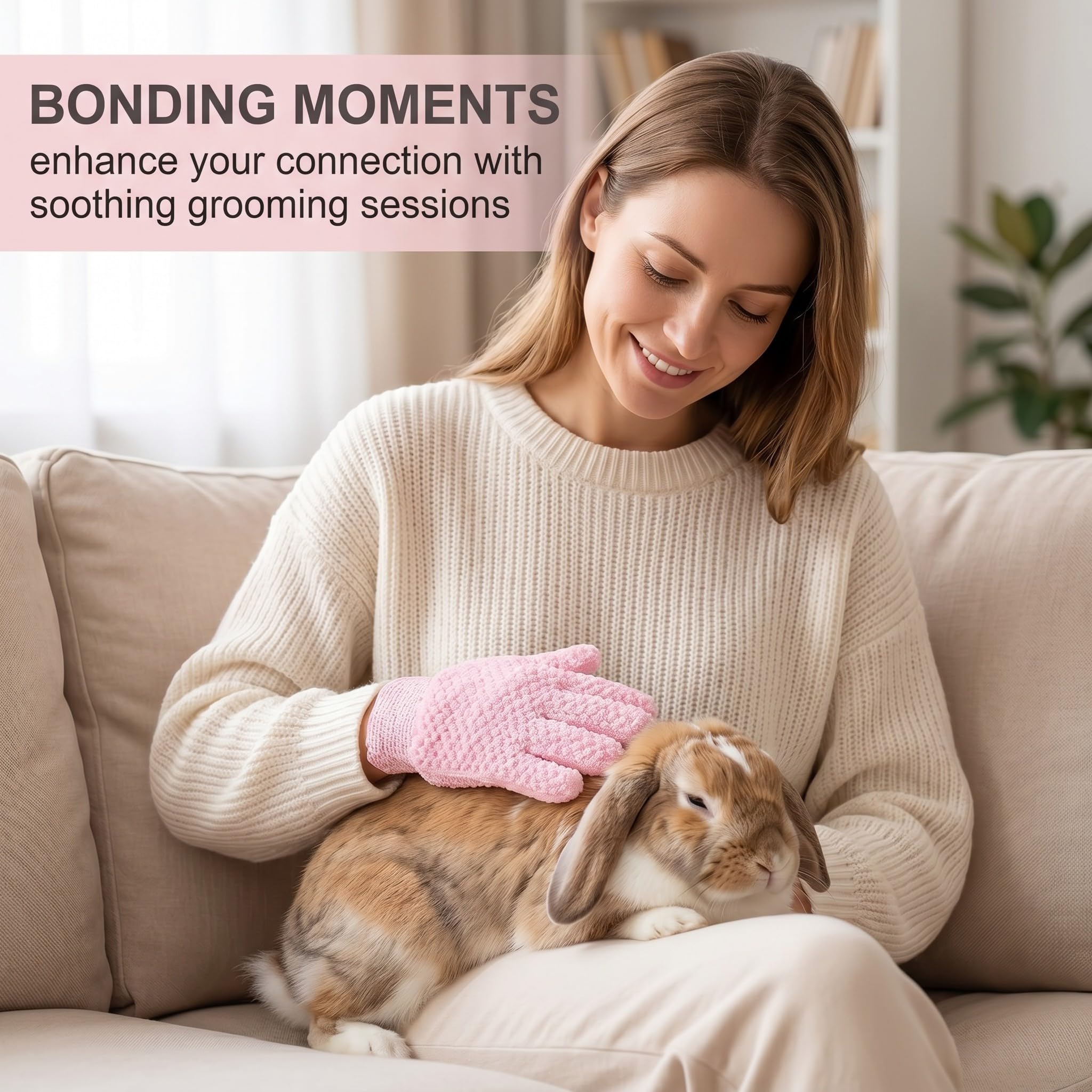 Ensemble de soins pour lapins 8 pièces rose – Accessoires pour lapins avec coupe ongle, lime, peigne anti-puces, brosse lapin, brosse de bain et gant de massage pour lapin, cochon d'inde