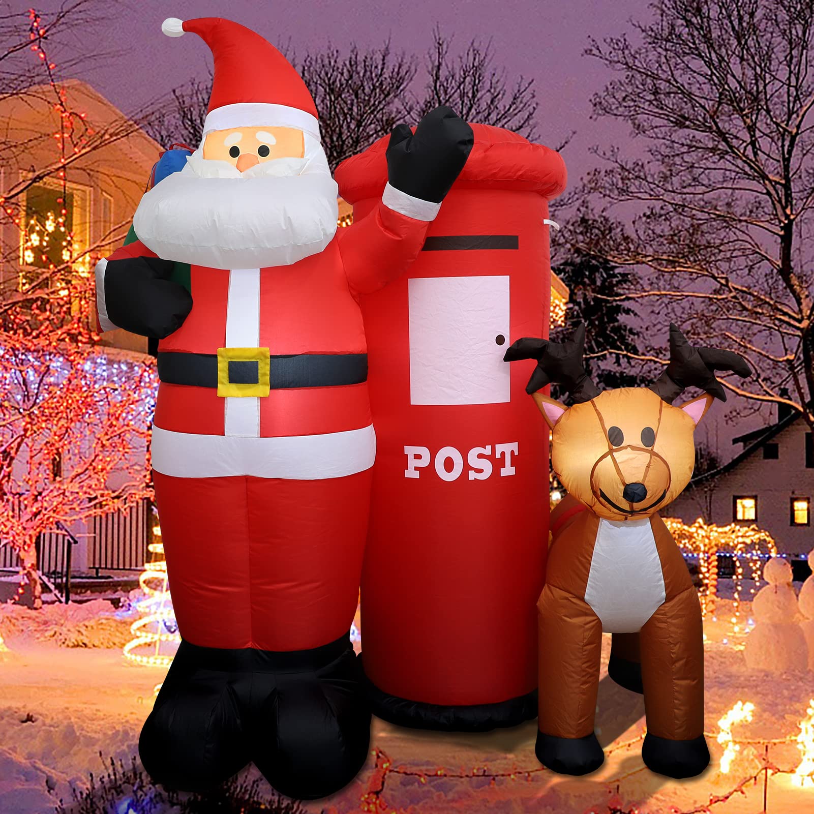 Buy Christmas Inflatable Claus with Mailbox Reindeer 6ft Blow Up Yard