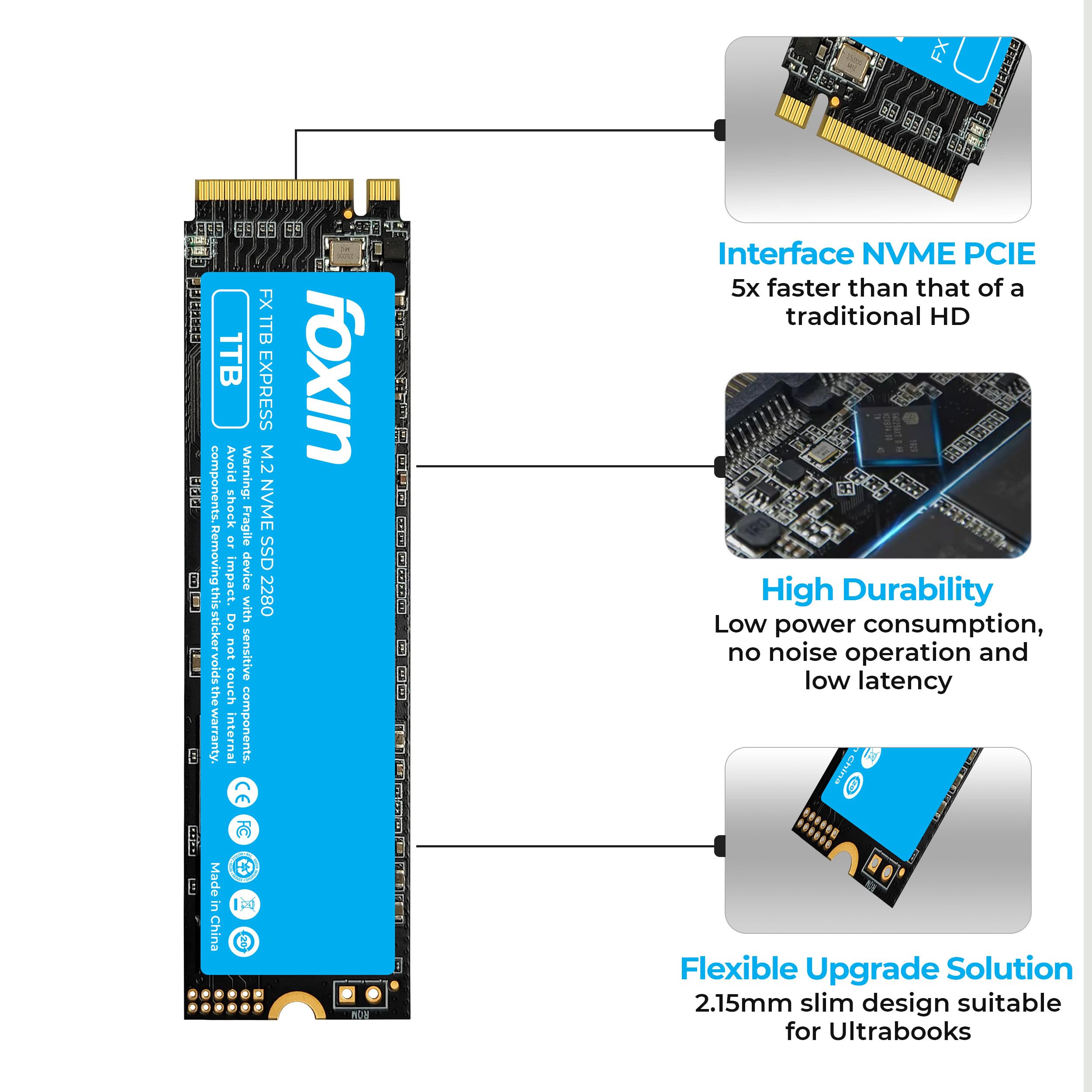 Foxin SSD 1TB NVMe | Internal Solid State Drive with Micron