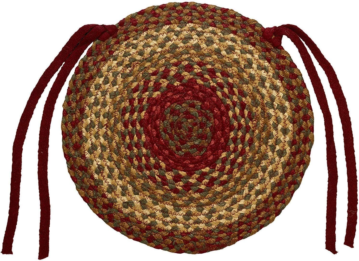 Cinnamon Braided Rug Accent Floor Carpet Natural Jute Material Doormat | Wine, Natural and Brown Enhance with Woven Collection (15"x15" Chair Pad, Cinnamon)