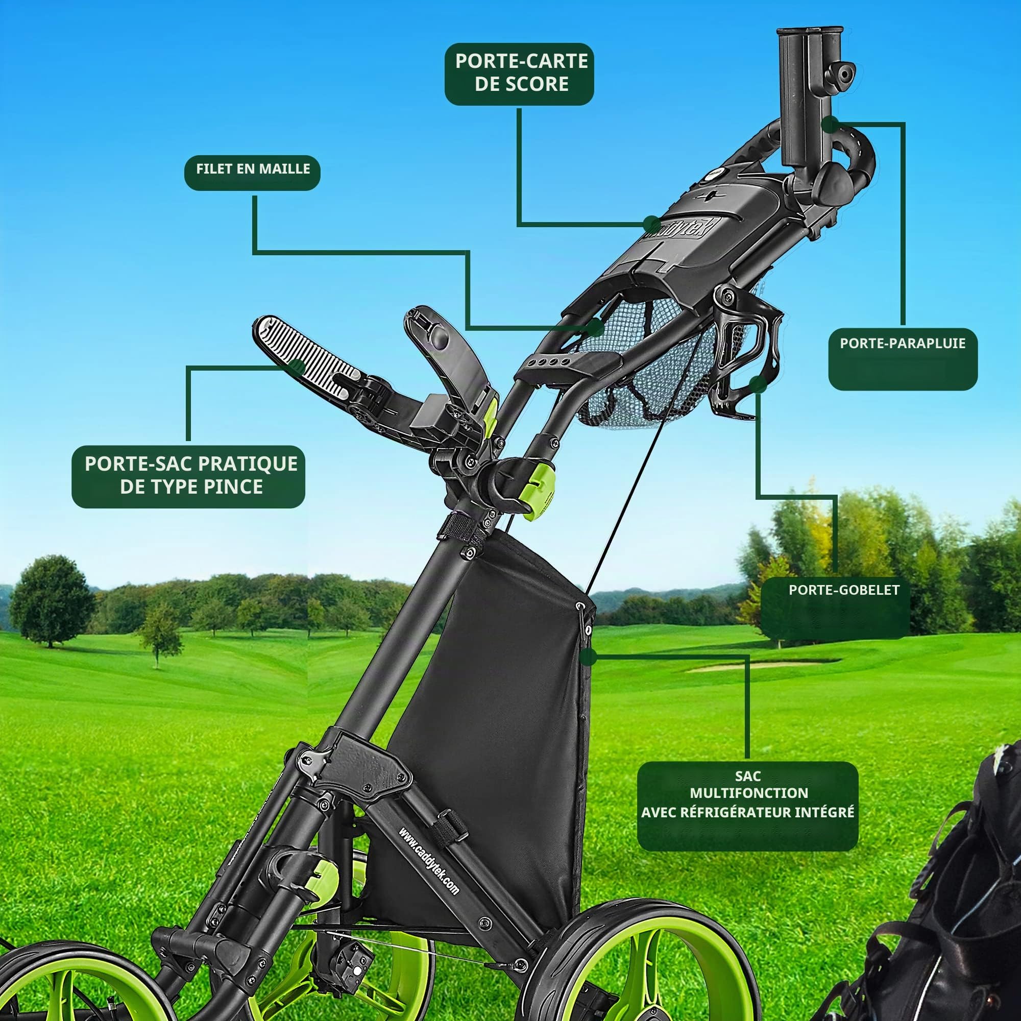 CaddyTek - Chariot de Golf Ultra léger à 4 Roues Explorer V8
