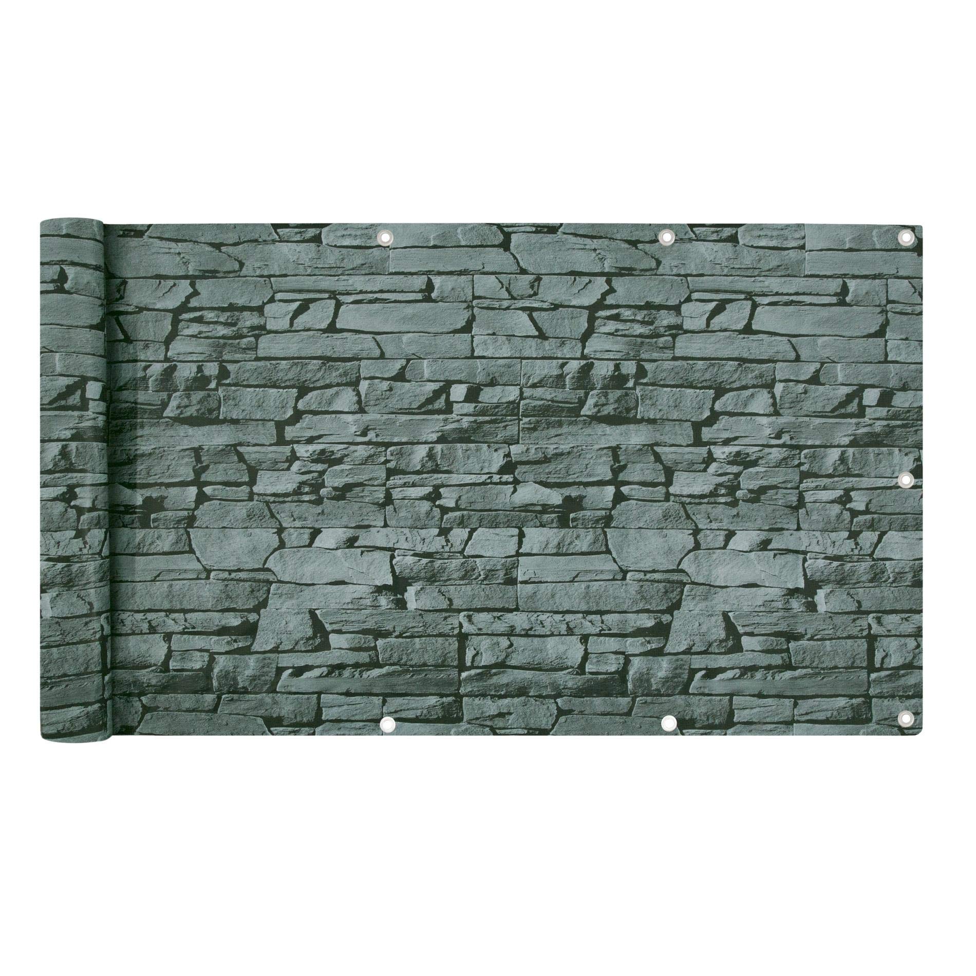 ESTEXO Balkonsichtschutz Sichtschutz Balkonbespannung Balkonverkleidung 6 Meter Balkon PVC mit Dekor Schiefer-Optik 75x600cm