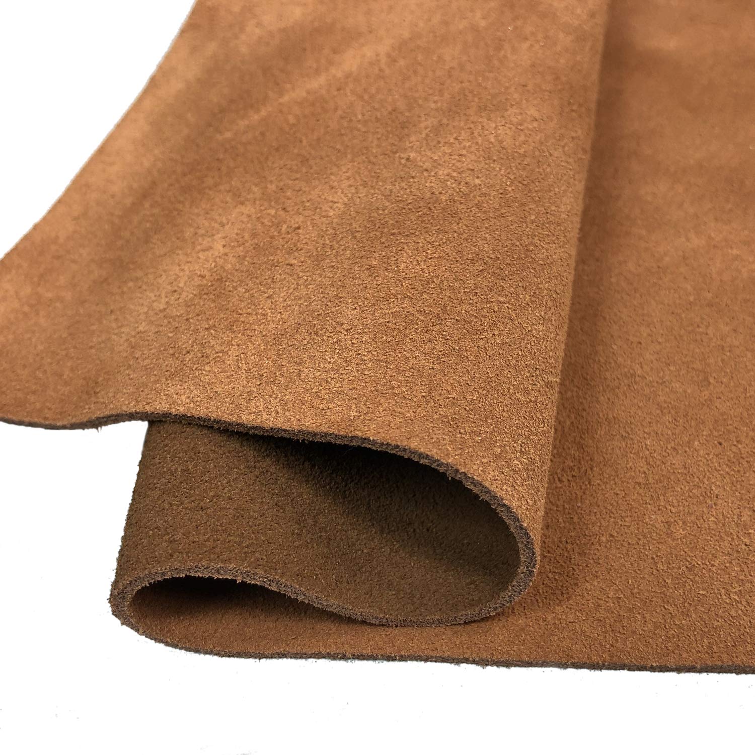 4-5 OZ 1.5-2.0mm Suede Leather Square for Crafts Tooling Hobby Workshop, Medium Brown DIY Gift Leather Pieces (Brown, 12" x 6")