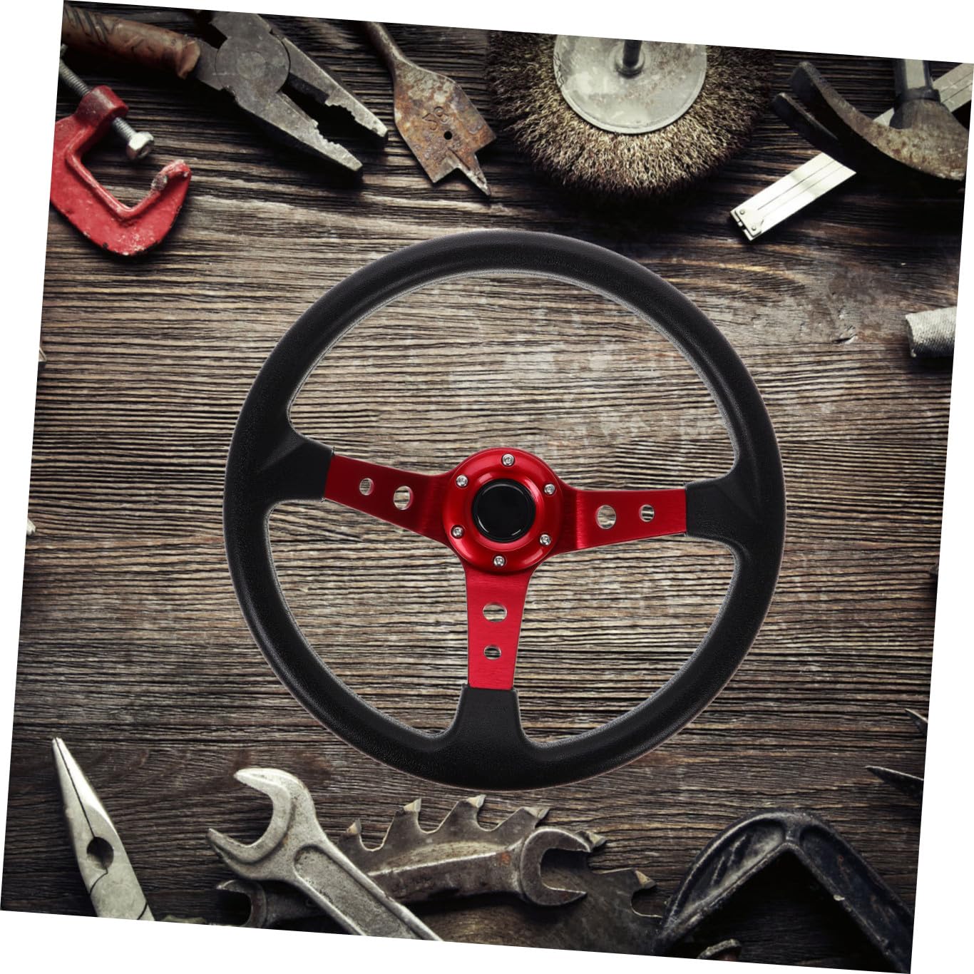Abaodam Volante Pu Per Auto Sportive e Simulatori Design Karting Con Pulsante Horn Rosso Per Drift e Corse