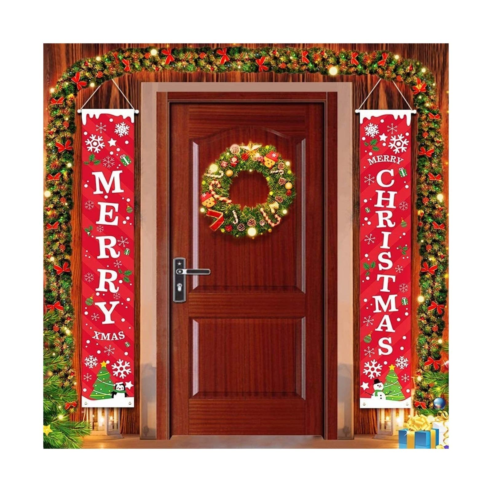 Christmas Banners 1pcs New Year Outdoor Indoor Christmas Decorations Hanging Banner Porch Sign Xmas Banners For Home Yard Wall Door Christmas Party Decorations 180 Cm 1KAIEUE-11-30-H