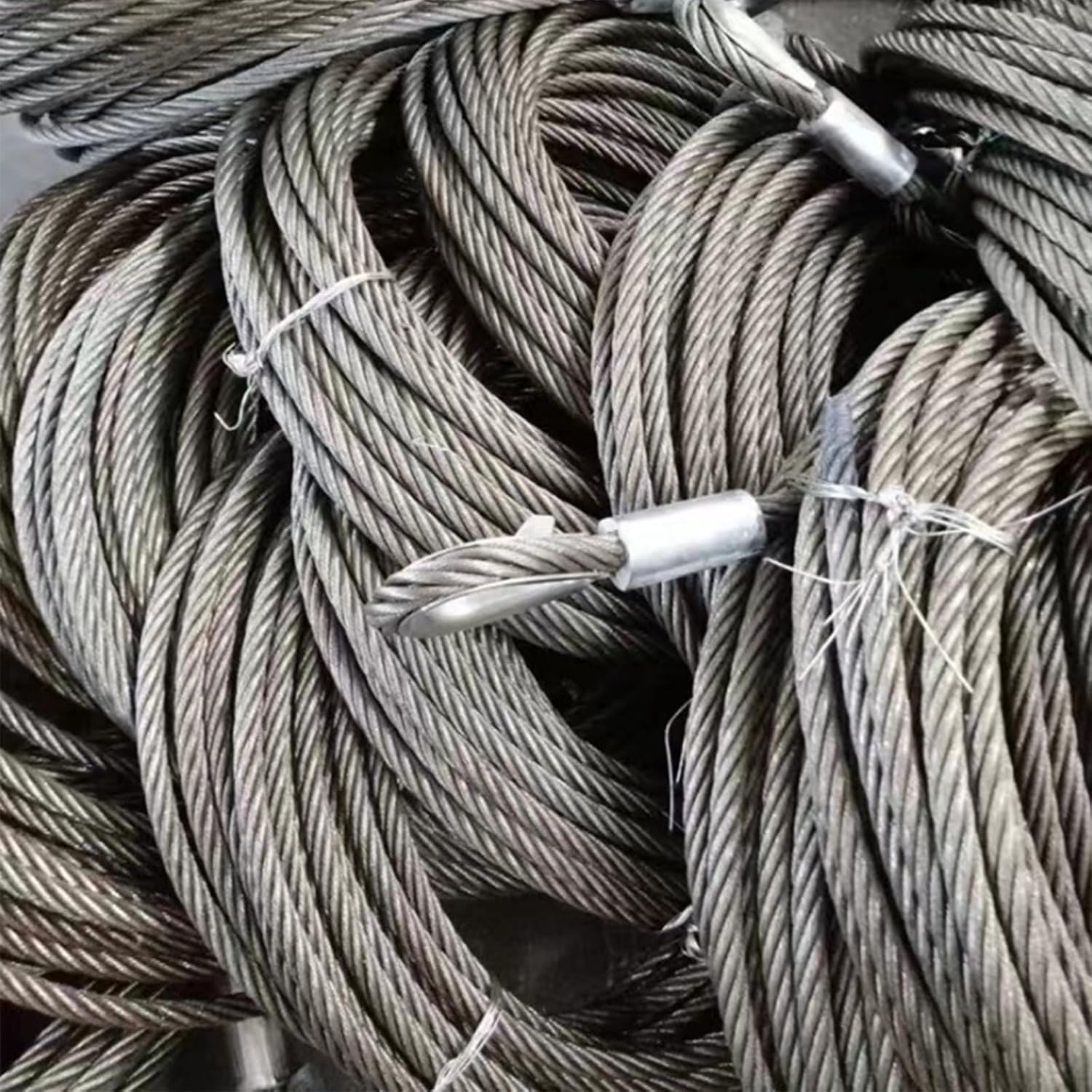 Aluminum Alloy Winch Cable, Heavy Duty Chain Lifting Sling, Wire Rope Wrecker Tow Truck Rollback, Metal Bridle Web Sling for Cargo Lifting, Port Handling, Towing Rope(55 tons)