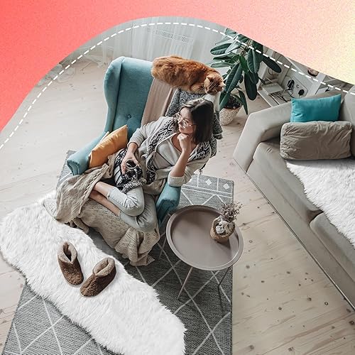 Miniatura 3 de Drydiet 2 alfombras de piel sintética para decoración de Navidad, alfombras suaves de piel de oveja, alfombra de piel de oveja esponjosa para sala