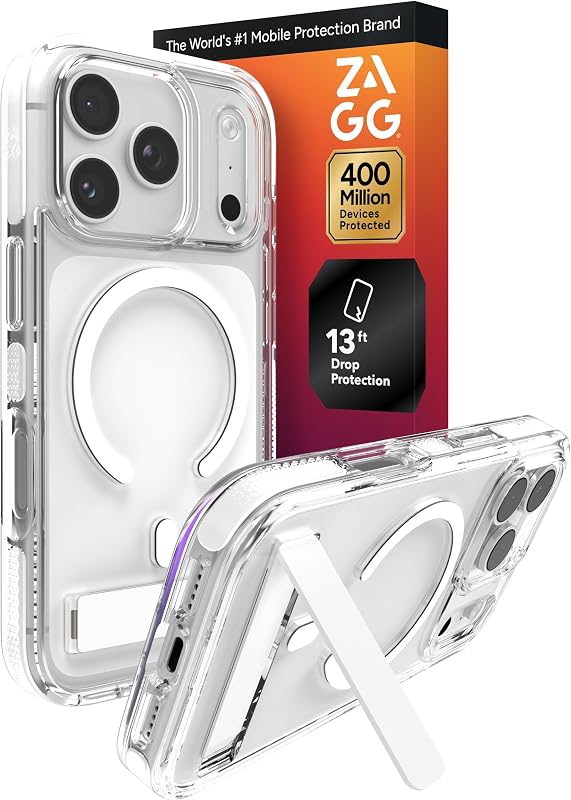 Santa Cruz Snap Case with Kickstand for iPhone 17 Pro - White, Drop Protection (13ft/4m), MagSafe Charging Compatible, ClearGuard Anti-Yellowing Technology, Scratch Resistant Phone Case