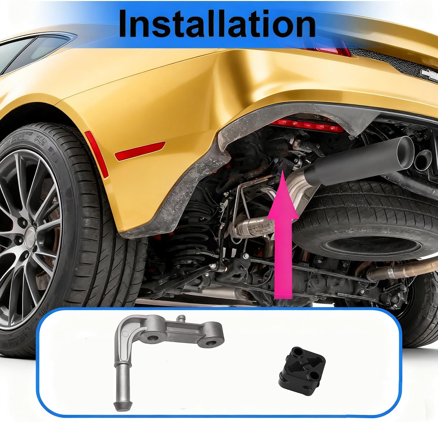 Rear Left Exhaust Pipe Bracket Muffler Support Assembly, Driver's Side, Fits 2019-2024 Dodge Ram 1500 with 5.7L or 6.2L Engine, Replaces Part No. 68275662AB. Includes Rubber Isolation Mounts.