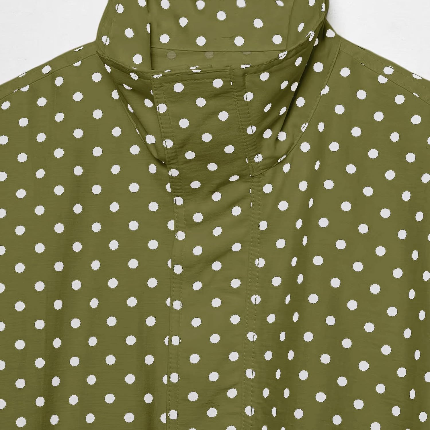 Women Polka Dot Jacket Stand Collar Cropped Jackets Zip Up Coat Casual Fashion Coat Fall Spring Jacket with Pockets - Image 4