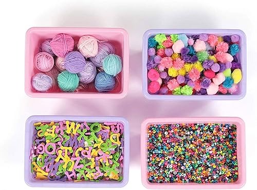 Miniatura 3 de Humble Crew Juego de 4 contenedores de plástico pequeños, color rosamorado