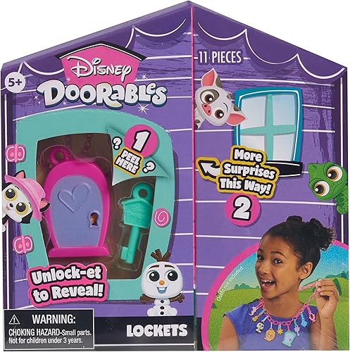 Just Play - Medallones de lujo de Disney Doorables, incluye dijes de personajes, mezcla y joyería Max para niños, juguetes para niños con licencia