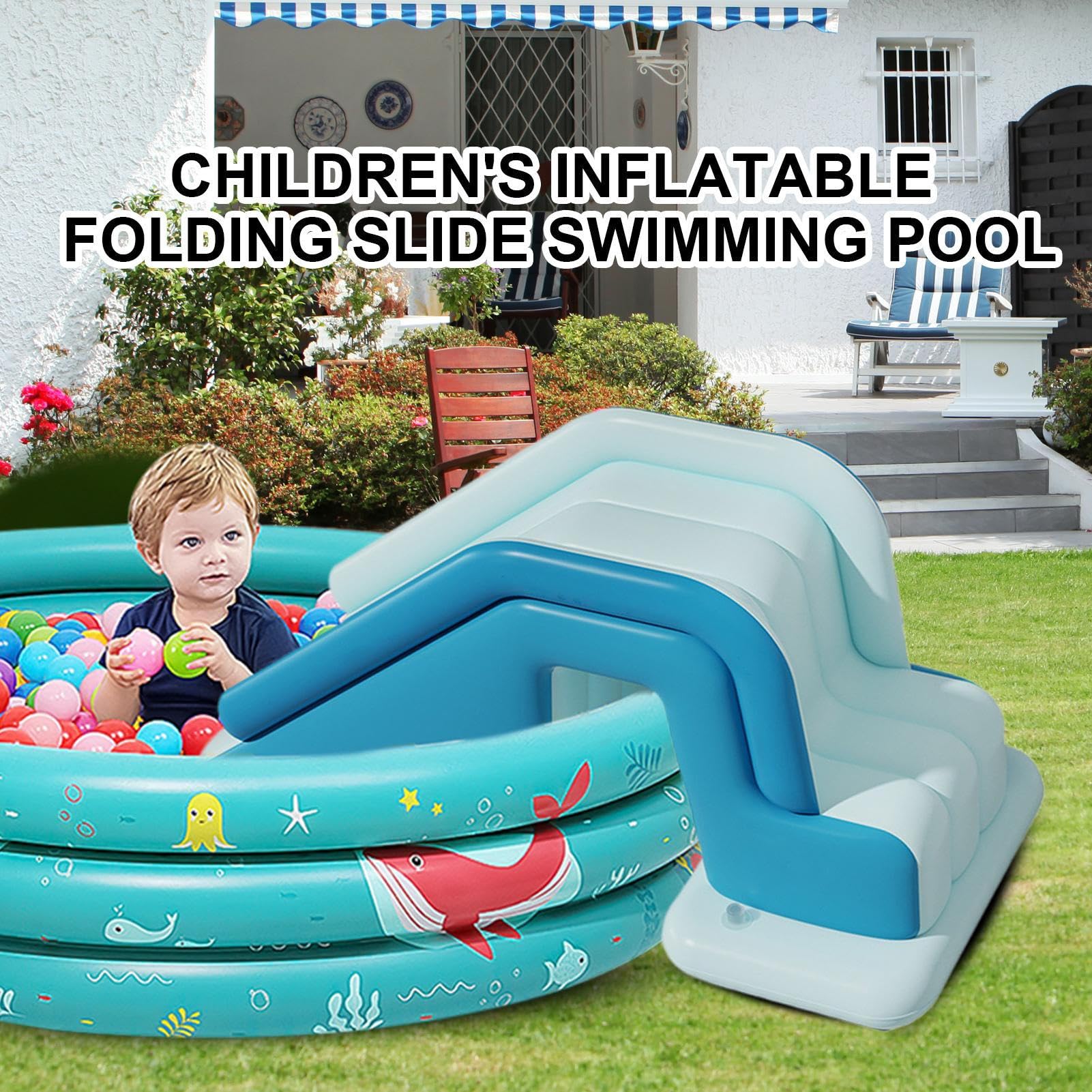 Aufblasbare Rutsche, Rutschen – Light Weight Faltbar für Schwimmbäder, Rampen, rutschfest, für Familien, schwimmend, Entspannung, Sommer, Party, Camping, Garten | Multipurpose Outdoor Indoor