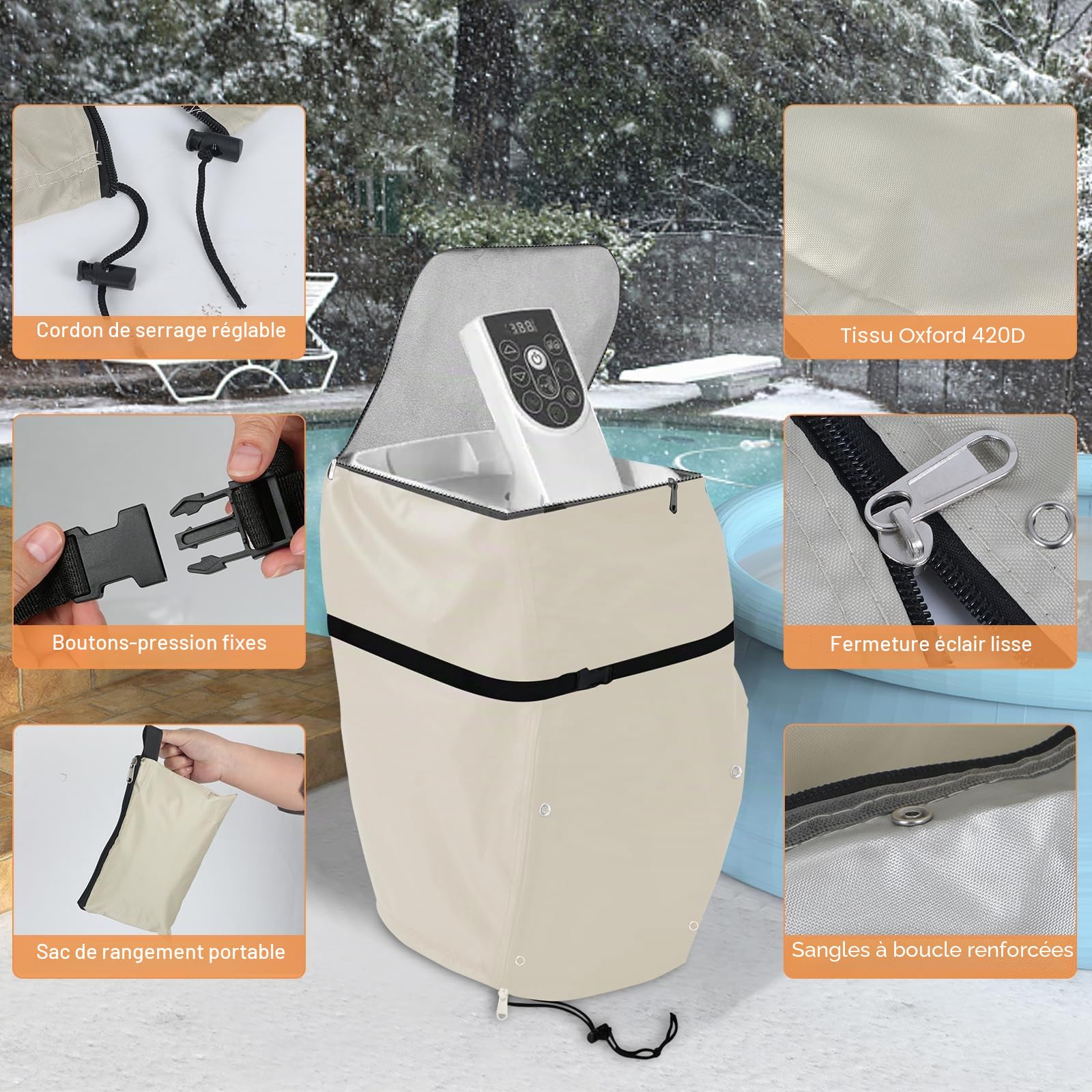 Housse de protection pour pompe de chauffage de jacuzzi, housse de protection contre la poussière, housse de protection contre la poussière, housse de pompe pour isolation de jacuzzi, imperméable et