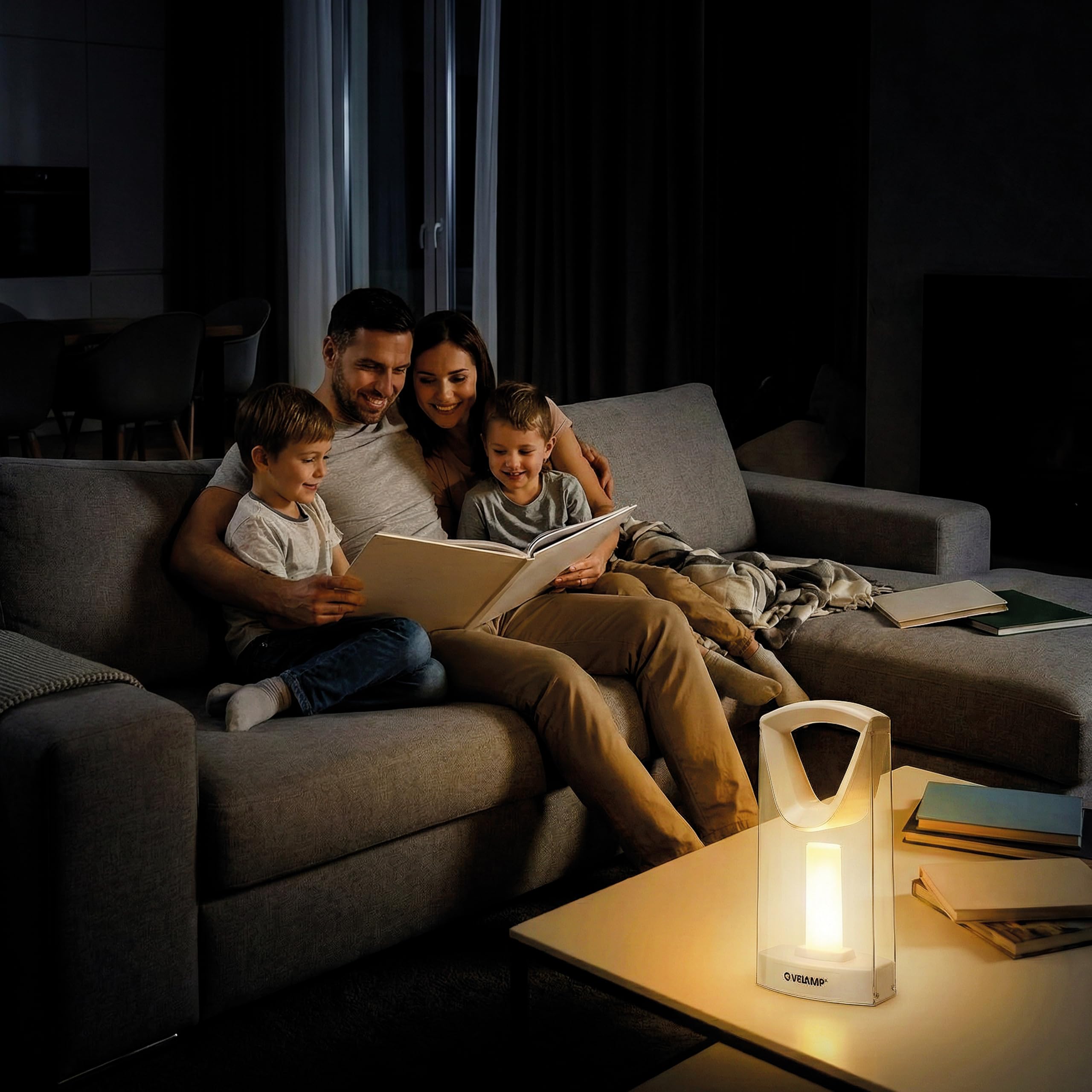 Velamp Lampada di Emergenza Portatile Ricaricabile 400 lumen, Lampada LED con funzione anti-blackout, Luce naturale 4000K - Dimmerabile - Con cavo USB, Sicura, Leggera e Compatta