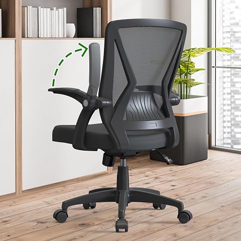 Ergonomic Model Rolling Home Office Computer Desk Chair with Flip Up Arms Lumbar Support for Work Study Adult