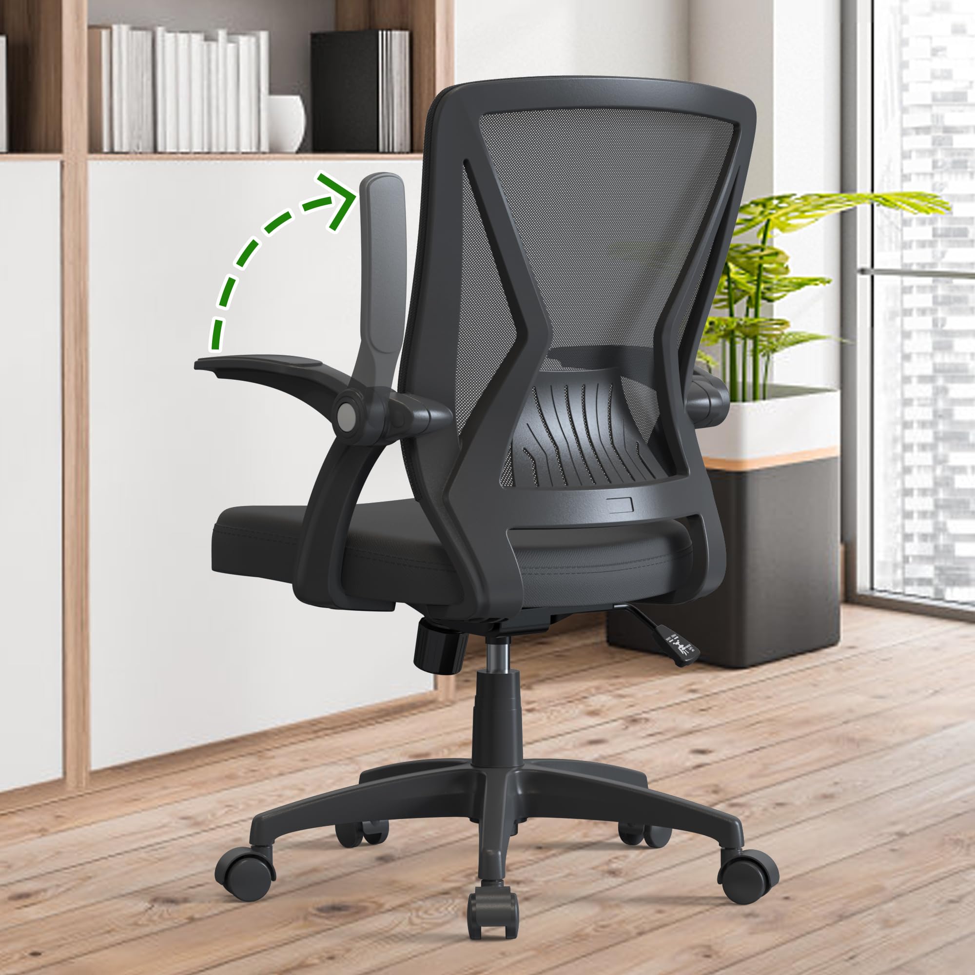 Ergonomic Model Rolling Home Office Computer Desk Chair with Flip Up Arms Lumbar Support for Work Study Adult